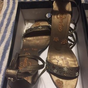 Ahdamados espadrille sandals in pewter and forest